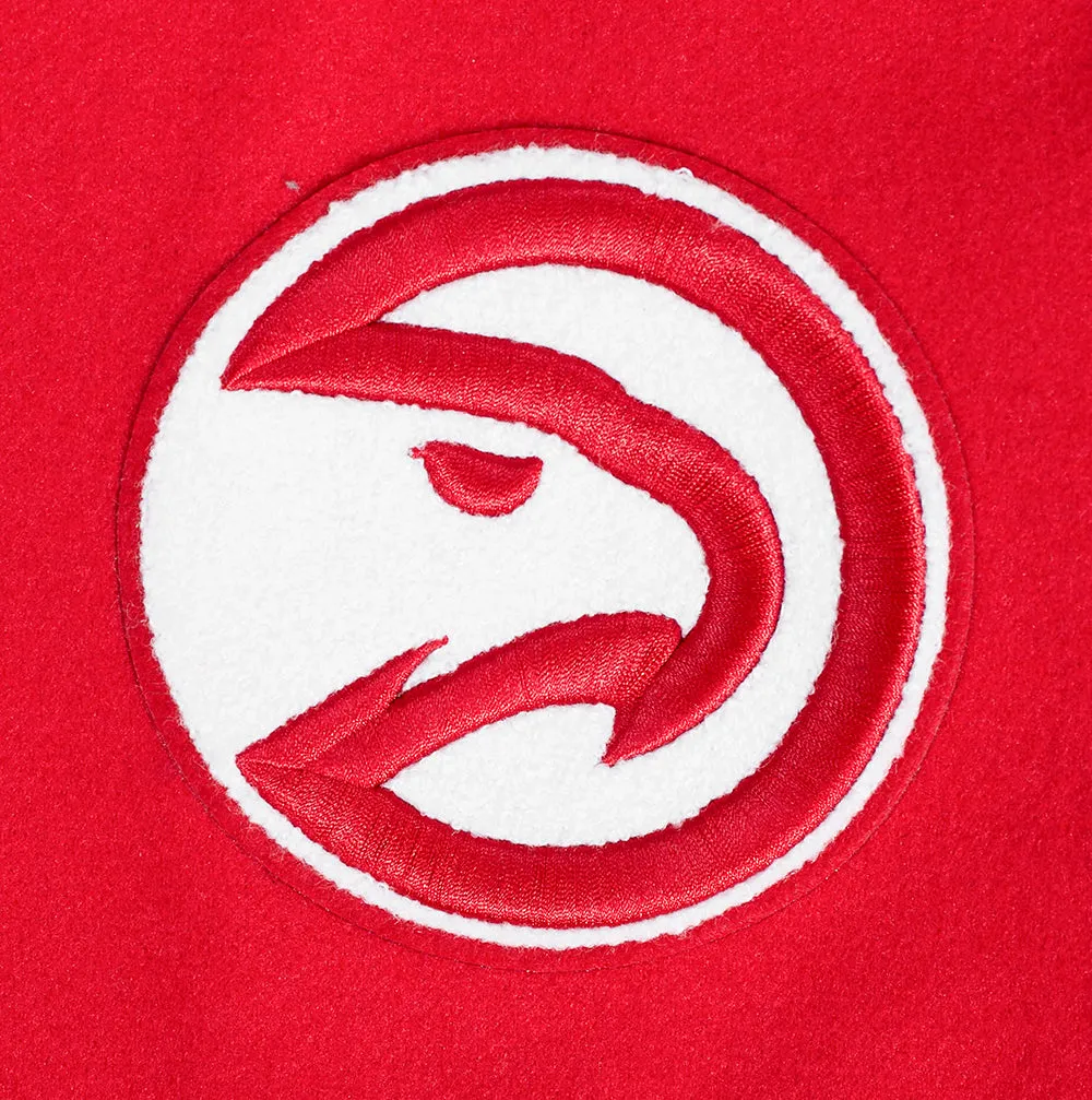 NBA ATLANTA HAWKS SCRIPT TAIL WOMEN'S WOOL VARSITY JACKET (RED/BLACK)