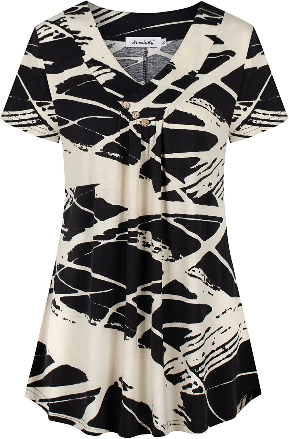 Ninedaily Women's Tunic Summer Short Sleeve Top Loose V Neck Dressy Shirt Blouse