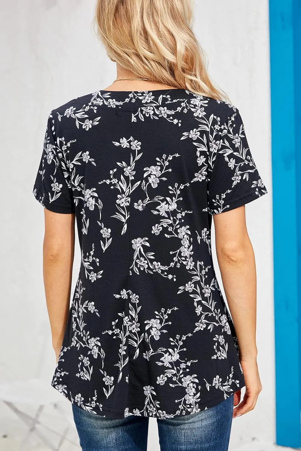 Ninedaily Women's Tunic Summer Short Sleeve Top Loose V Neck Dressy Shirt Blouse