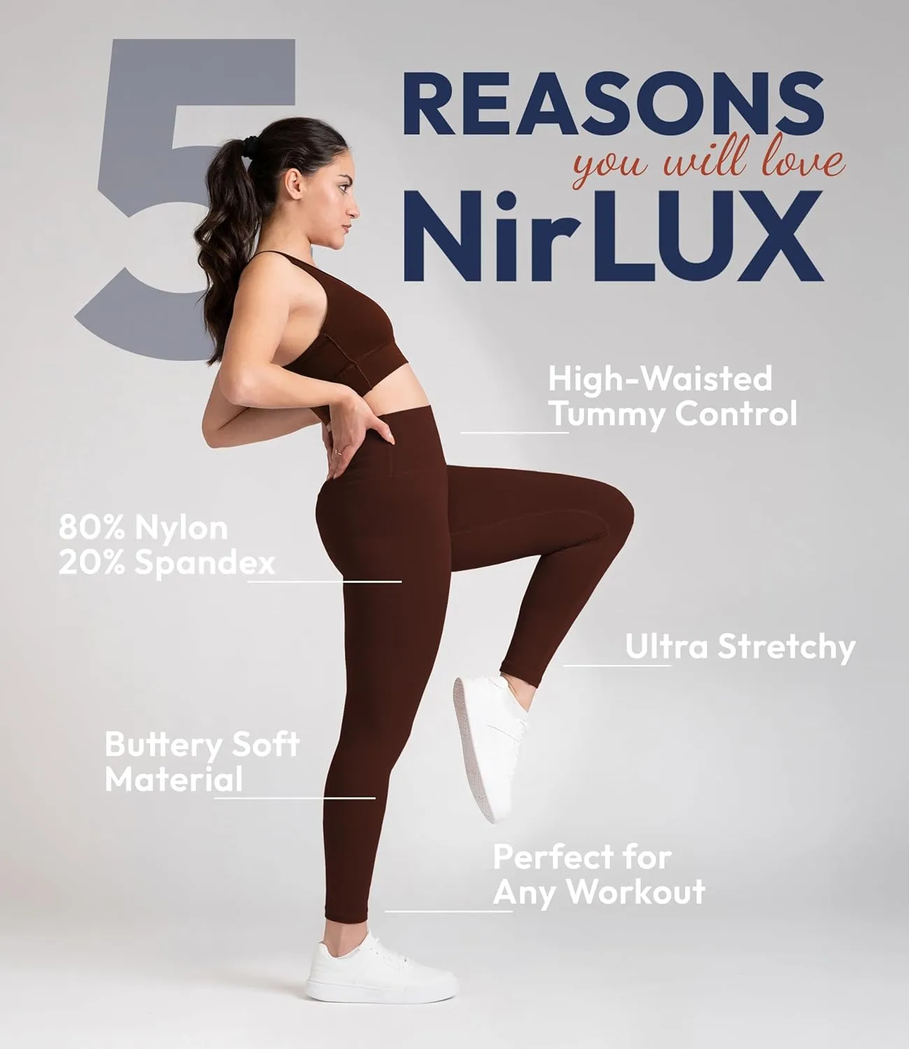 Nirlon NirLUX Womens Leggings - Womens High Waisted Yoga Pants for Gym & Yoga, Smooth Soft Leggings for Women