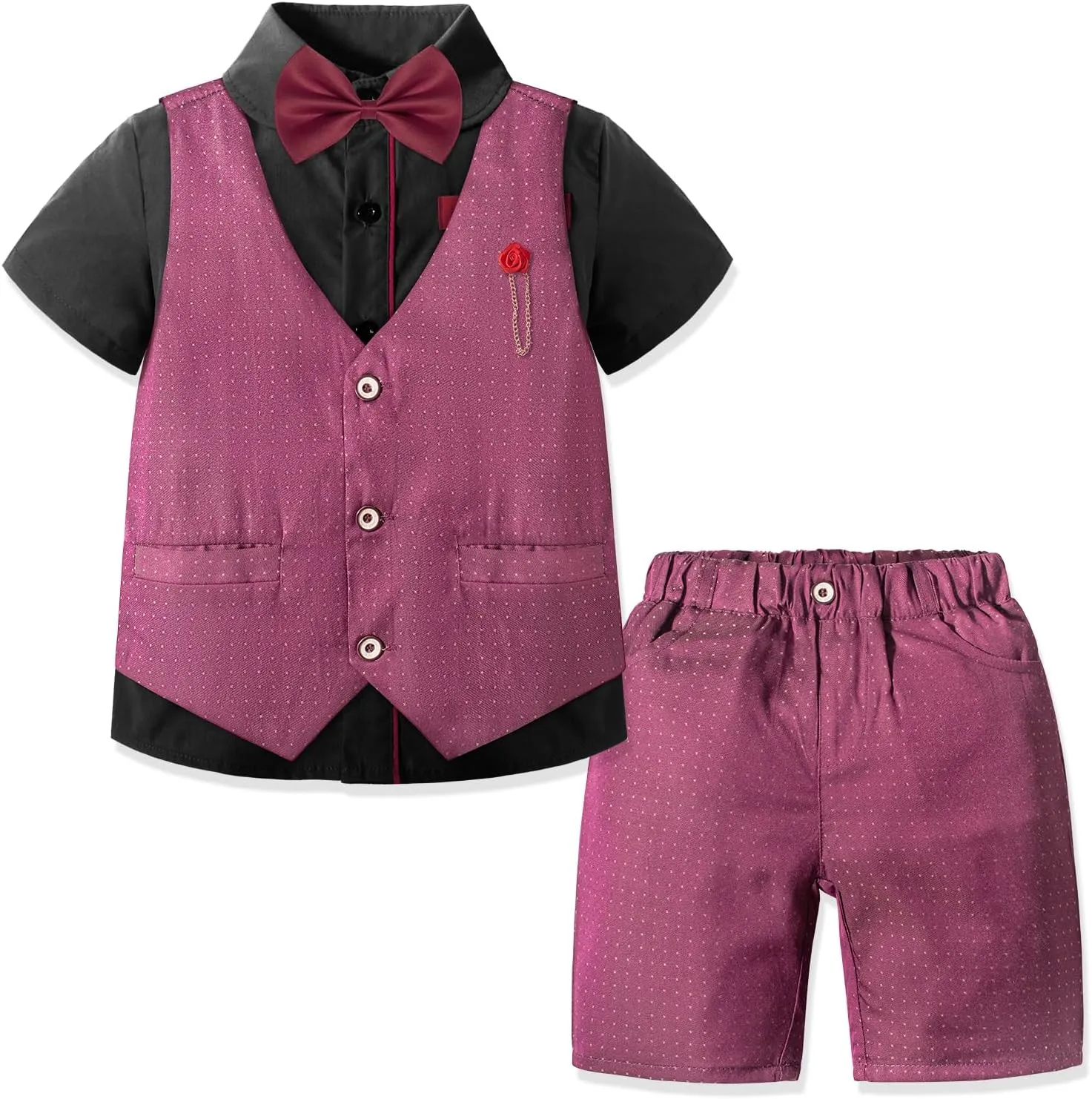 Nwada Boys Suit Toddler Dress Clothes Shirt with Bow Tie, Dress Pants Sets Kids Gentleman Outfit suits
