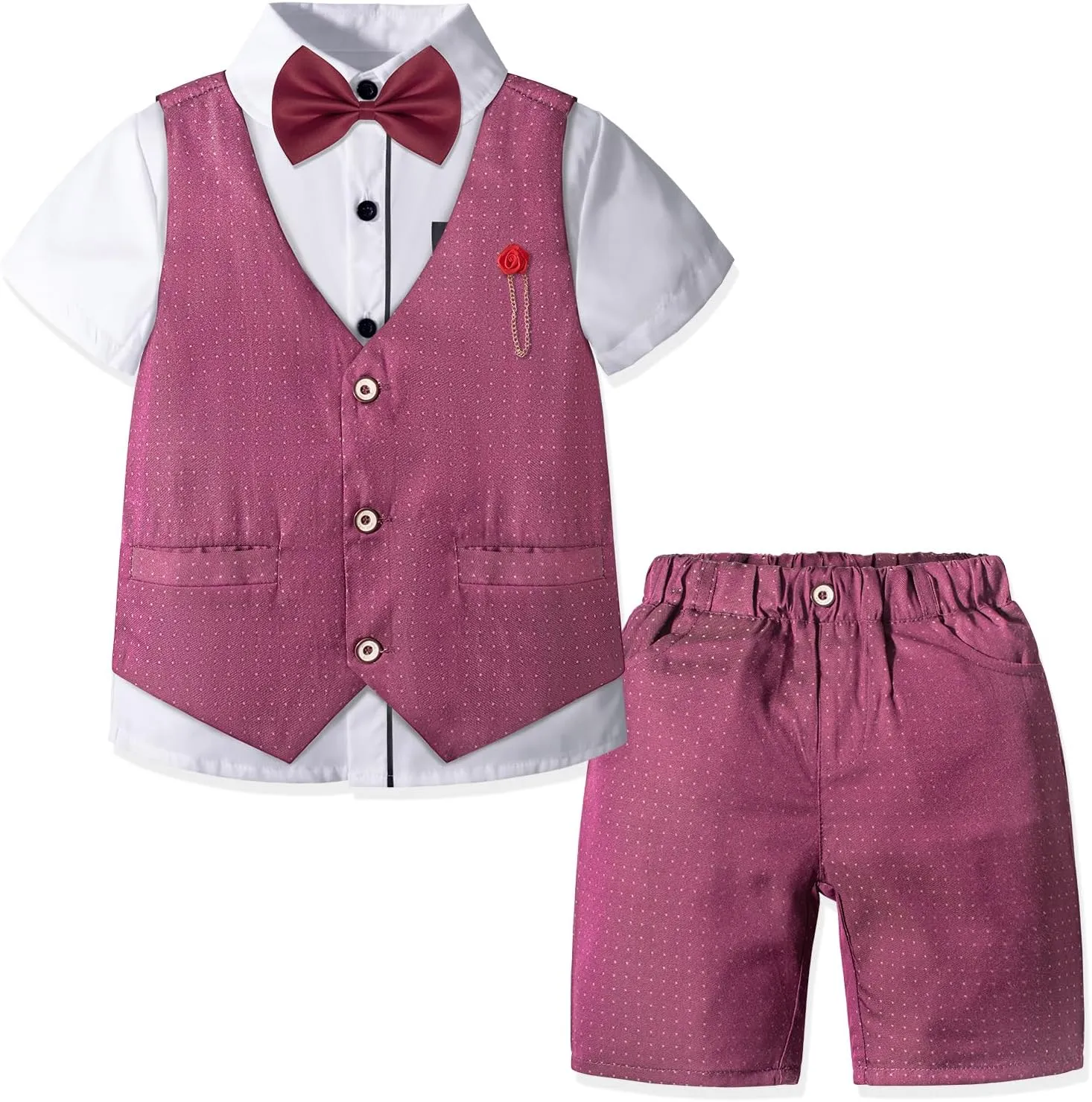 Nwada Boys Suit Toddler Dress Clothes Shirt with Bow Tie, Dress Pants Sets Kids Gentleman Outfit suits