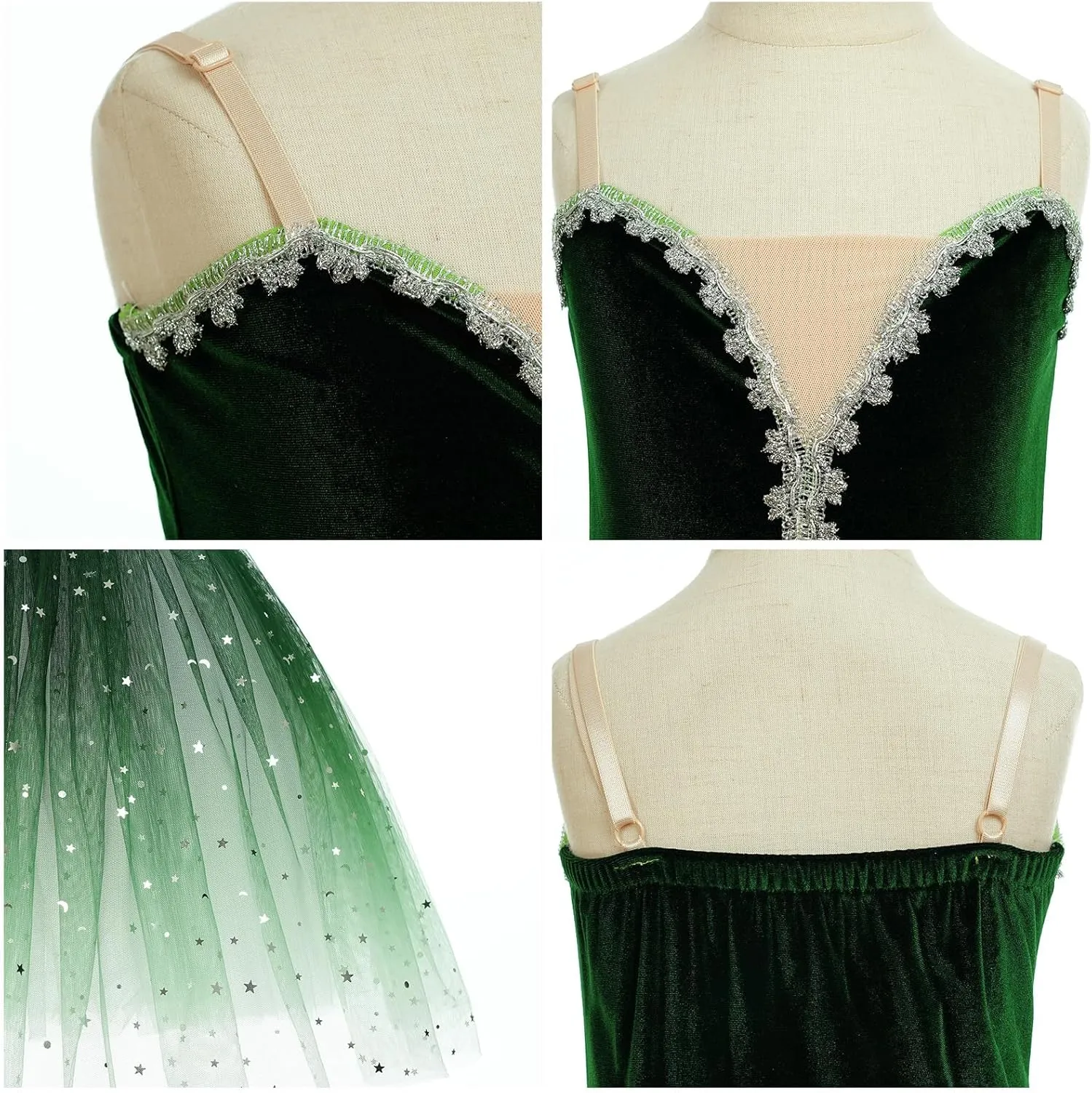 ODASDO Girl Ballet Long Tutu Dress Velvet Spaghetti Straps Camisole Gymnastics Leotard Ballerina Costume Dress Up Performance