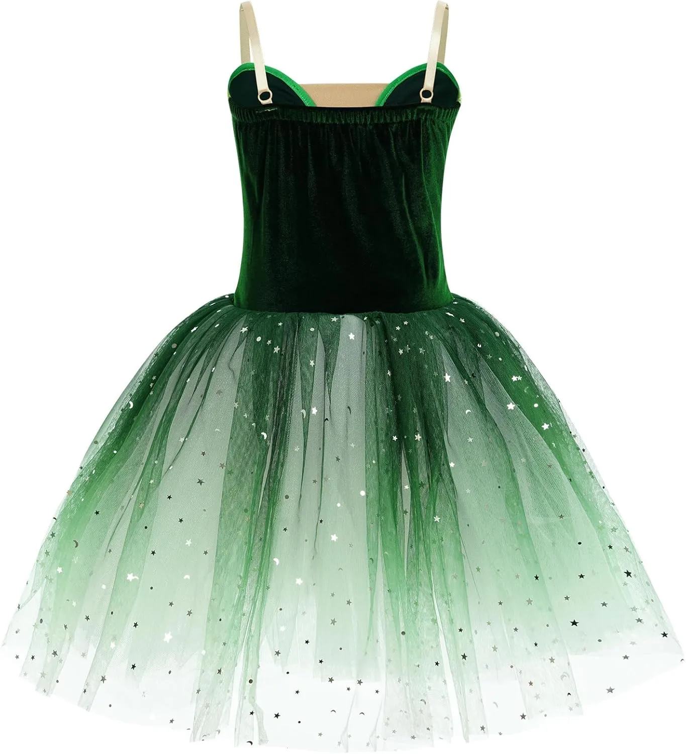 ODASDO Girl Ballet Long Tutu Dress Velvet Spaghetti Straps Camisole Gymnastics Leotard Ballerina Costume Dress Up Performance