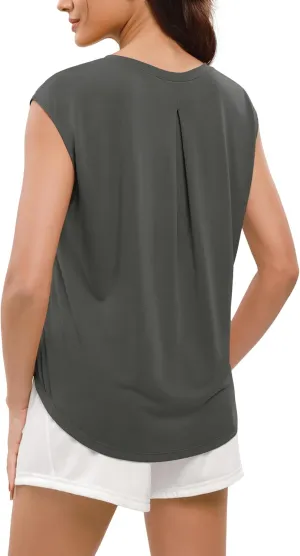 ODODOS Modal Soft Sleeveless Shirts for Women Crew Neck Yoga Tee Summer Flowy Workout Tank Tops