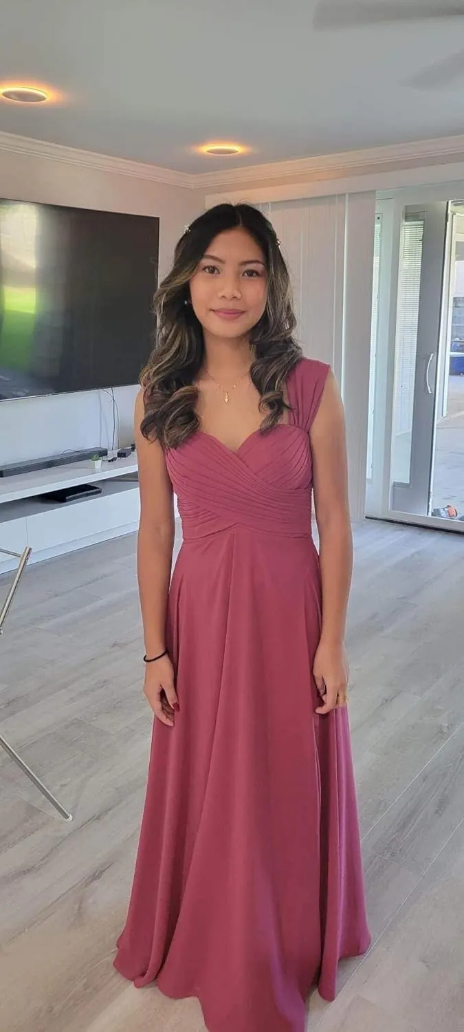 Off The Shoulder Bridesmaid Dresses Chiffon Prom Dress A Line Slit Evening Party Dress with Pockets for Women HS063