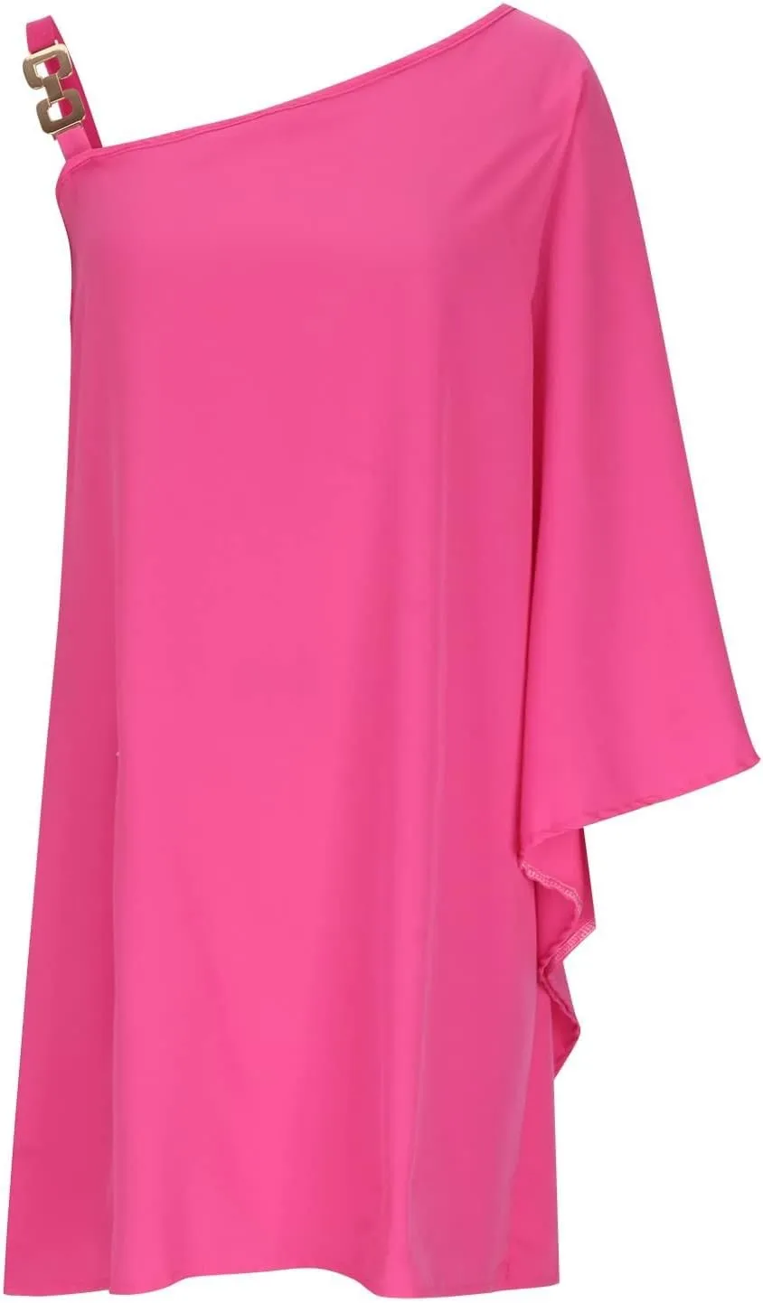One Shoulder Dresses for Women,2024 Spring Summer Casual Batwing Sleeve Cocktail Dress,Vintage Graphic Party Dress