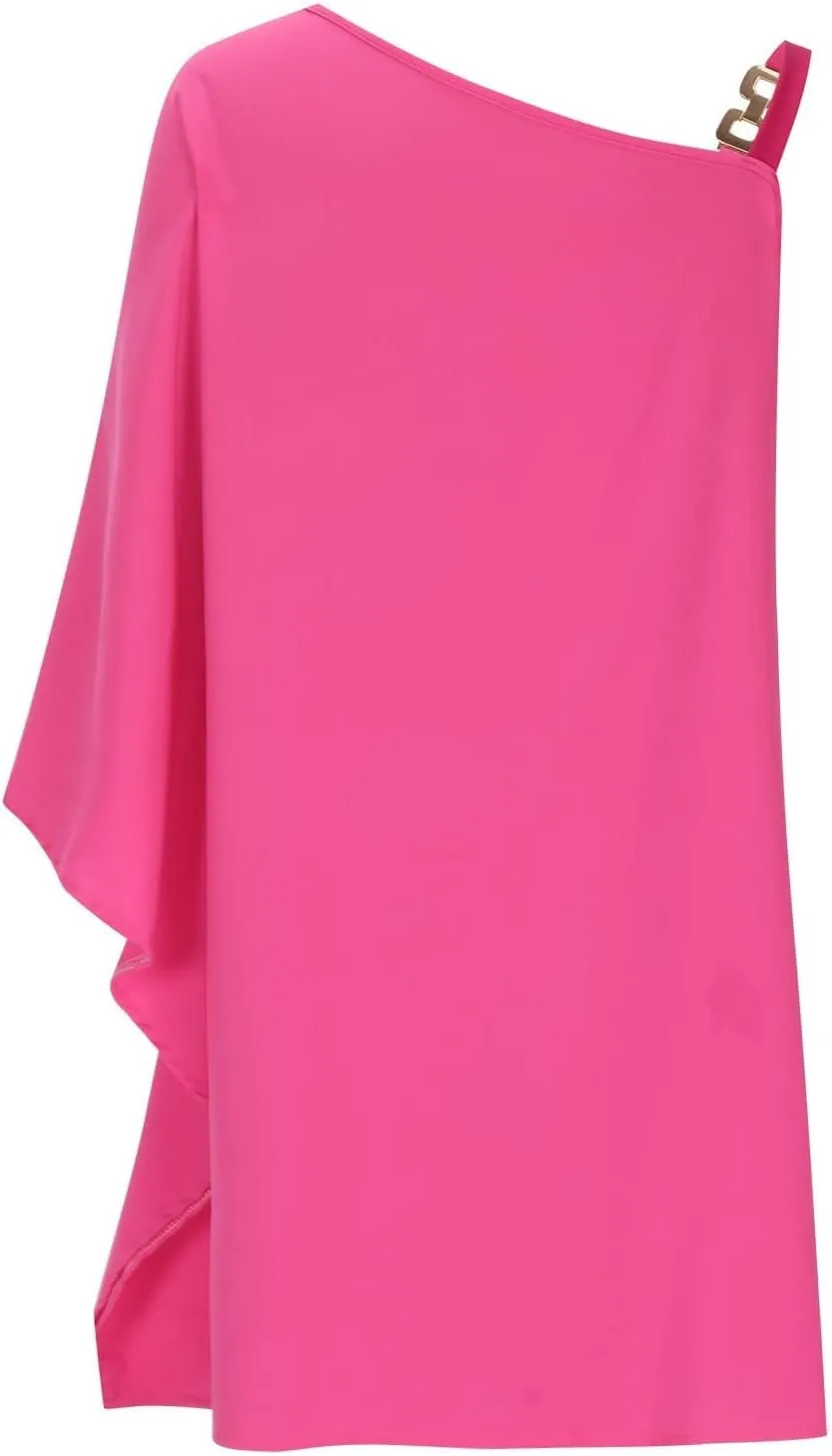One Shoulder Dresses for Women,2024 Spring Summer Casual Batwing Sleeve Cocktail Dress,Vintage Graphic Party Dress