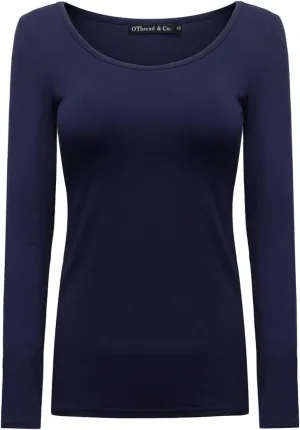 OThread & Co. Women's Long Sleeve T-Shirt Scoop Neck Basic Layer Stretchy Shirts
