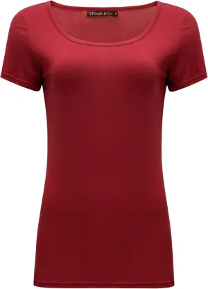OThread & Co. Women's Short Sleeve T-Shirt Scoop Neck Basic Layer Stretchy Shirts