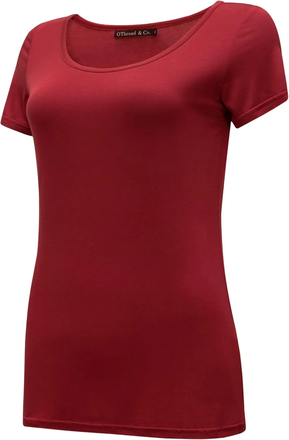 OThread & Co. Women's Short Sleeve T-Shirt Scoop Neck Basic Layer Stretchy Shirts
