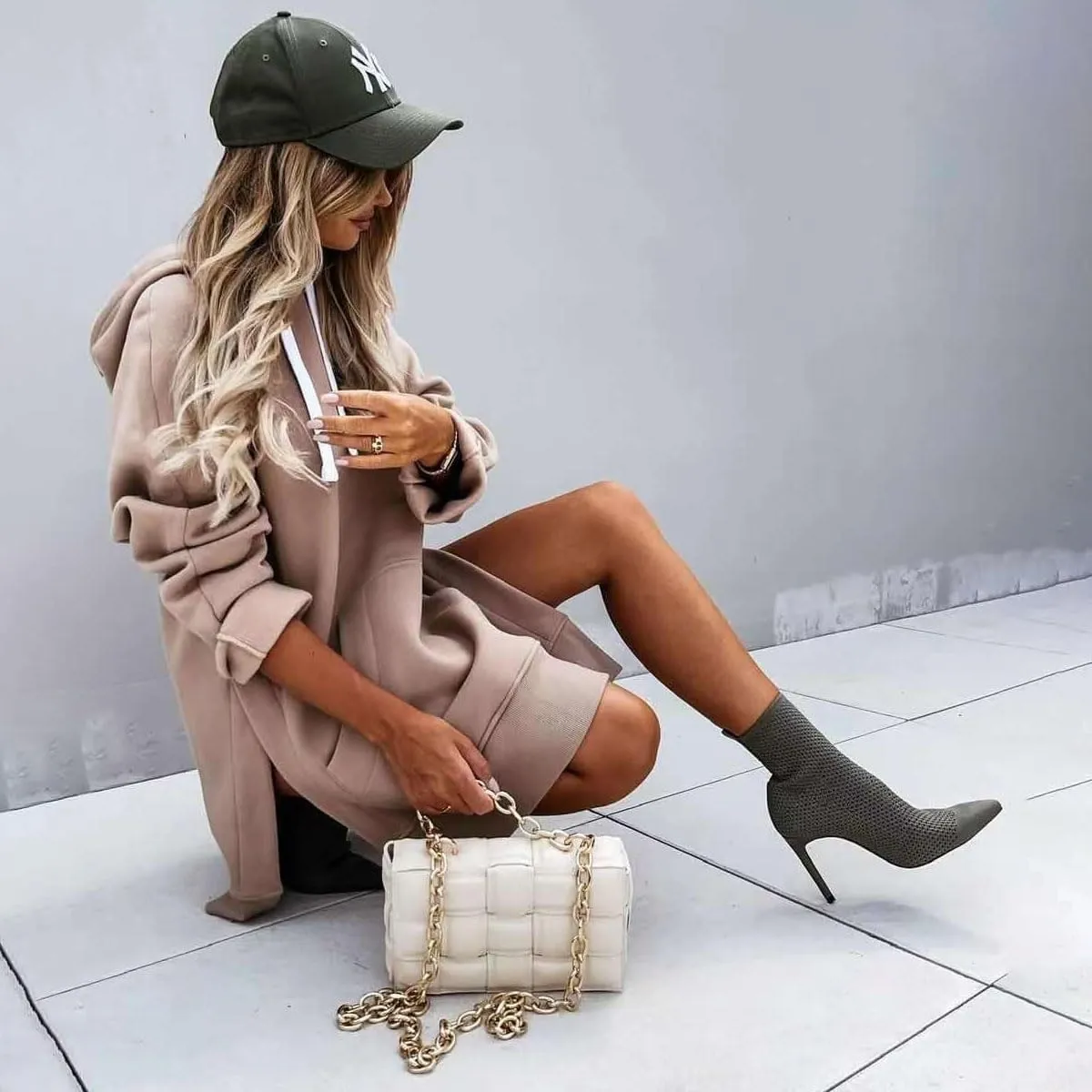 Oversized Hoodie Dress Women, Hoodie Dress for Women with Pockets, Women's Casual Pullover Long Sleeve Split Hem