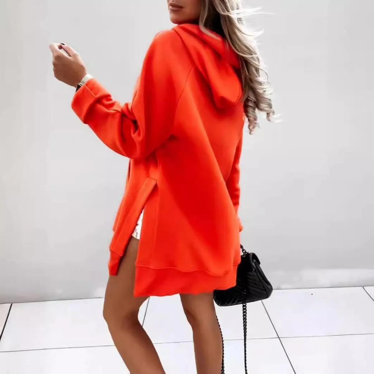 Oversized Hoodie Dress Women, Hoodie Dress for Women with Pockets, Women's Casual Pullover Long Sleeve Split Hem
