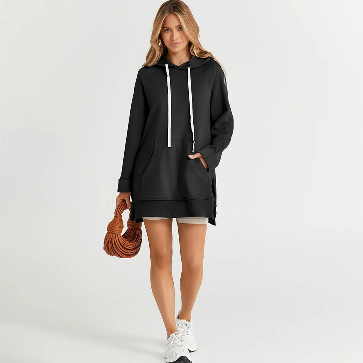 Oversized Hoodie Dress Women, Hoodie Dress for Women with Pockets, Women's Casual Pullover Long Sleeve Split Hem