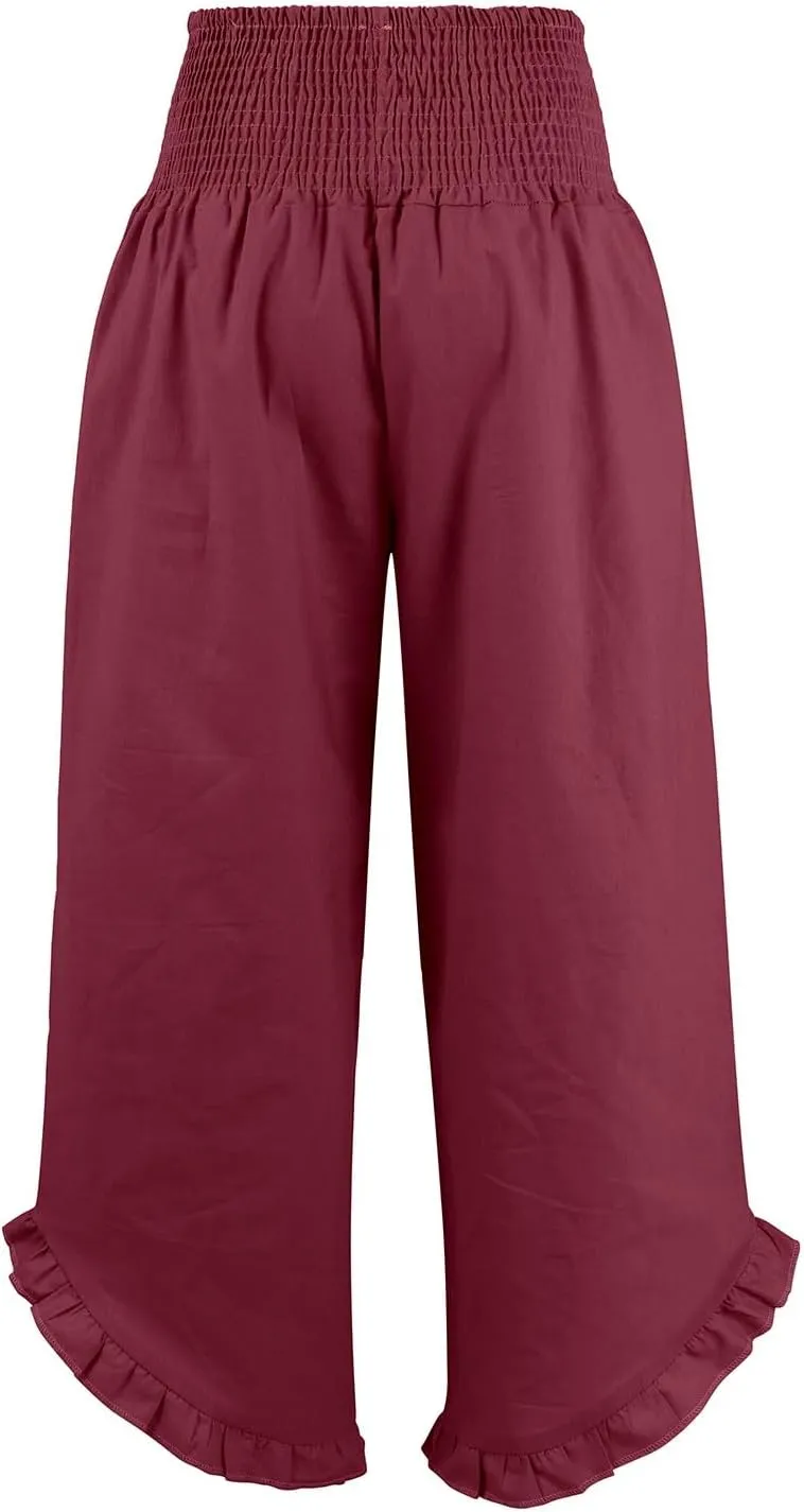 Pants for Women, Cotton Linen Straight Leg Wide Pants High Waisted Summer