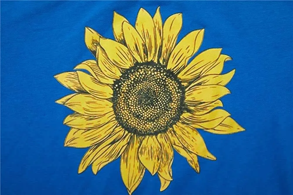 Pfvkeree Women's Sunflower Graphic T Shirt Cute Funny Long Sleeve Casual Cotton Tee Tops