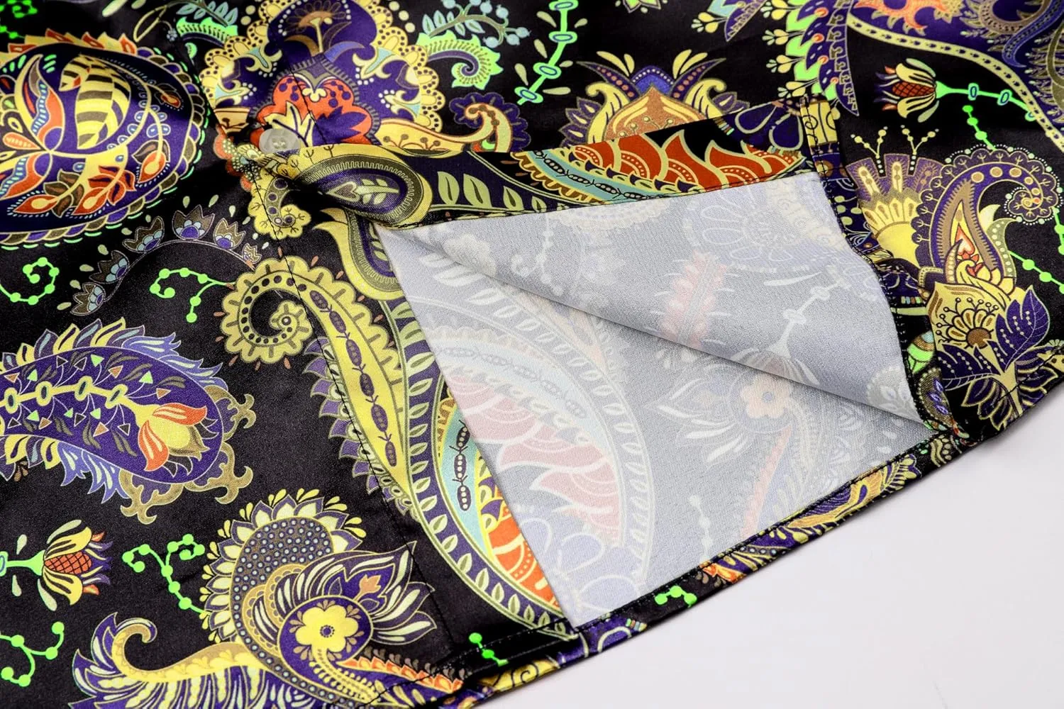 QZH.DUAO Mens 70s Disco Party Shirts Casual Paisley Button Down Shirt Vintage Floral Hawaiian Beach Short Sleeve Shirt