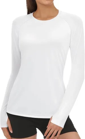 Rash Guard for Women UPF50  Sun Shirt, Long Sleeve UV Protection Shirts Women Quick Dry Workout Shirts Hiking Swimming Tops (X-Large, White)