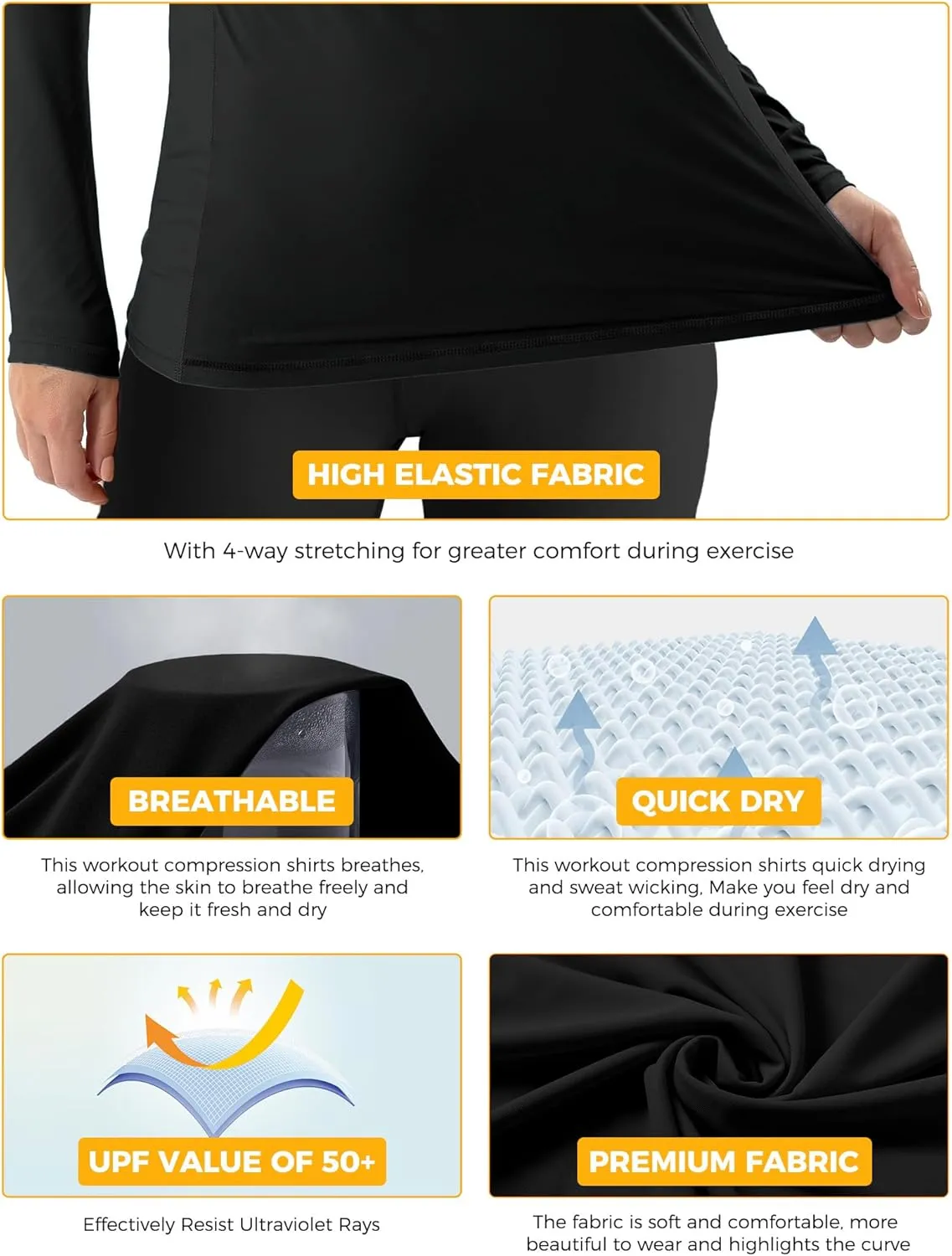 Rash Guard for Women UPF50  Sun Shirt, Long Sleeve UV Protection Shirts Women Quick Dry Workout Shirts Hiking Swimming Tops