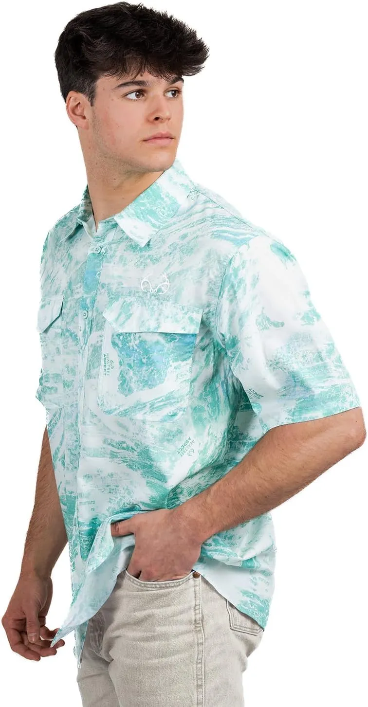 Realtree Men's Camo UV UPF 50  Sun Protection Camo Vented Breathable Fast Fry Hiking Hunting Fishing Short Sleeve Shirts