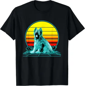 Retro Vintage Sunset Briard T-Shirt