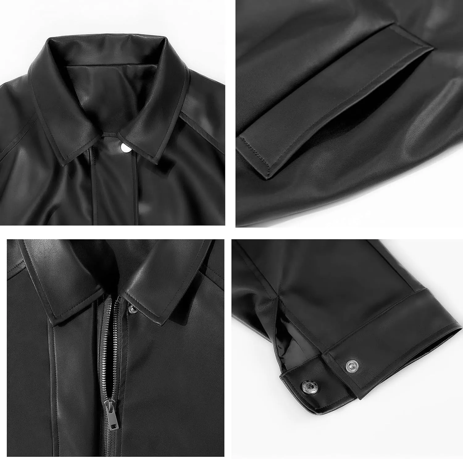 Rolanko Girls Faux Leather Jacket Kids Zip Up Motorcycle Biker Outerwear Coat Pleather Bomber Jacket with Pockets 5-15 Years
