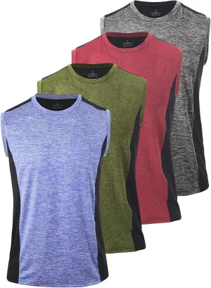 Rosyline Men's 4 Pack Workout Tank Tops Quick Dry Gym Muscle Tee Bodybuilding Fitness Sleeveless Shirts