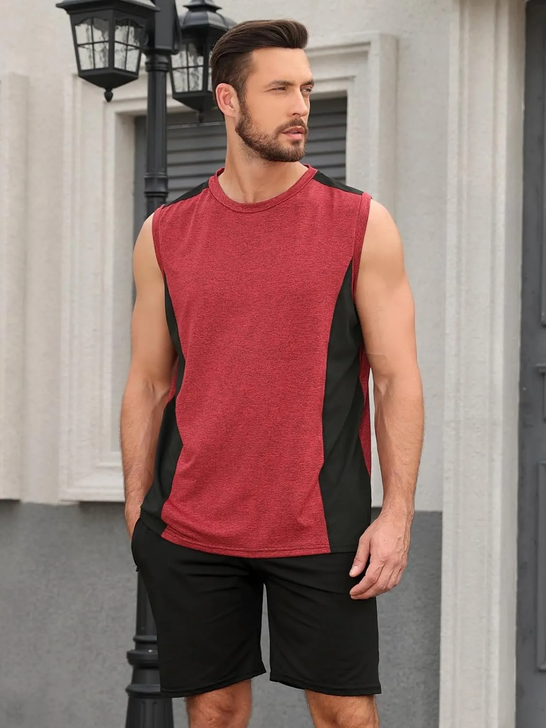 Rosyline Men's 4 Pack Workout Tank Tops Quick Dry Gym Muscle Tee Bodybuilding Fitness Sleeveless Shirts