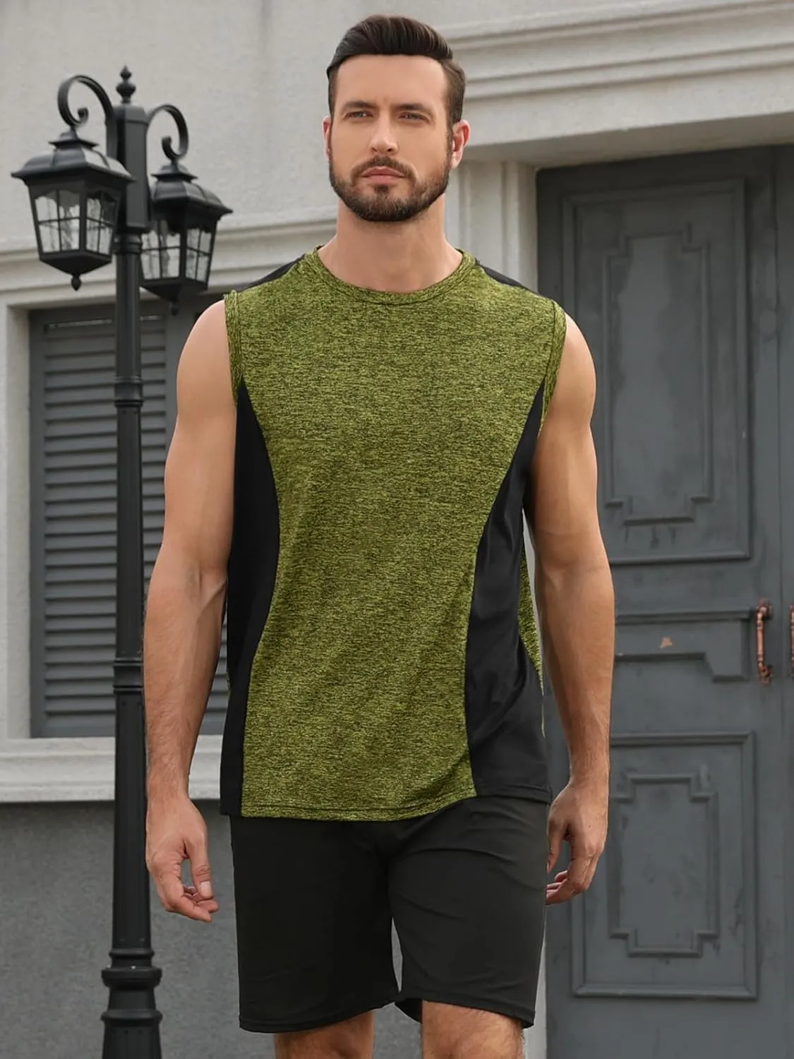 Rosyline Men's 4 Pack Workout Tank Tops Quick Dry Gym Muscle Tee Bodybuilding Fitness Sleeveless Shirts