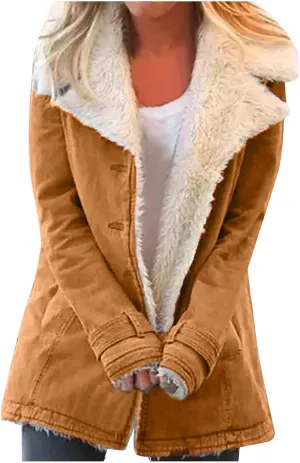 SACFOF Womens Winter Warm Jean Jacket Lapel Stand Collar Fleece Lined Sherpa Denim Coats Thicker Sherpa Outerwear