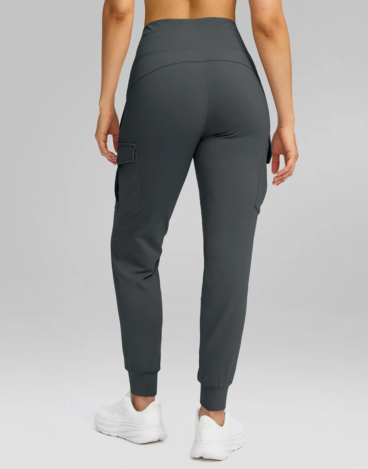 SANTINY Women Fleece Lined Cargo Joggers High Waisted Winter Warm Waterproof Hiking Pants with Zipper Pockets
