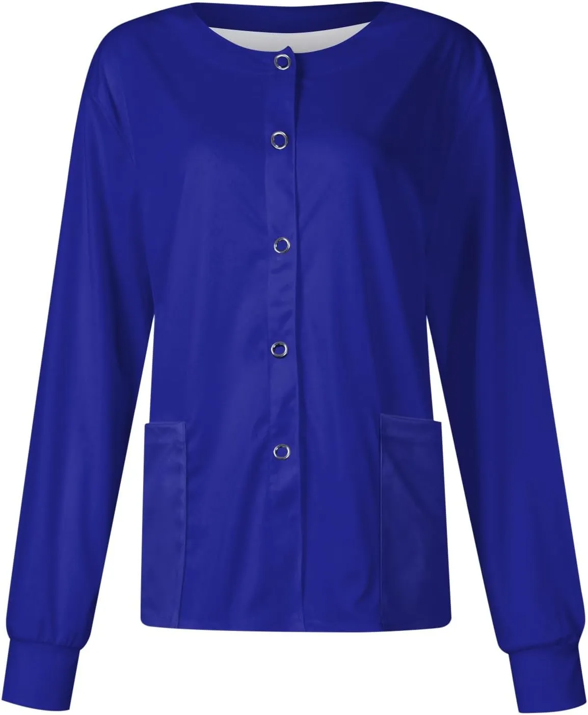 Scrub Jackets for Women Stretchy Patterned Long Sleeve Scrubs Uniforms Button Down Nursing Shirt with Pockets
