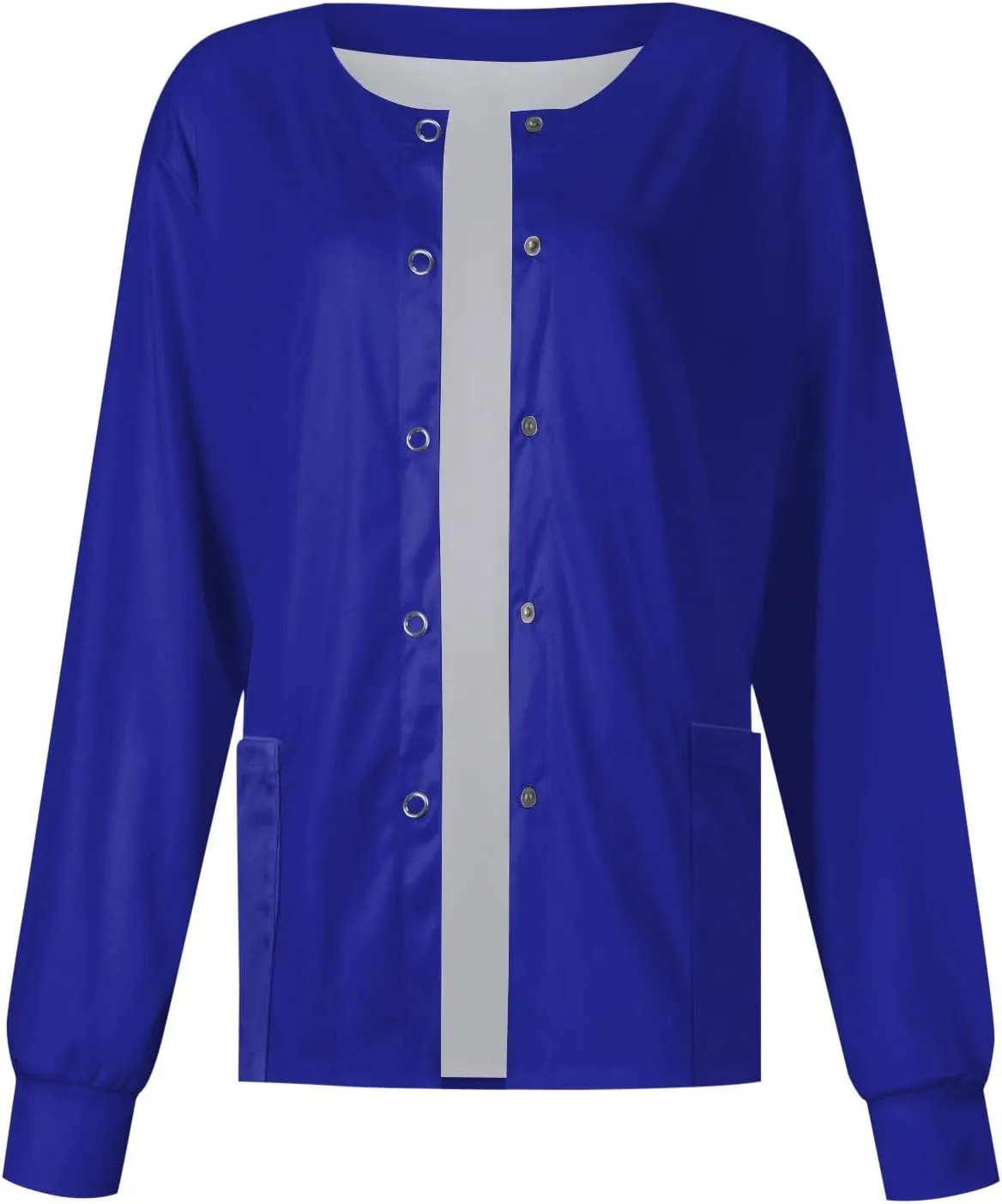Scrub Jackets for Women Stretchy Patterned Long Sleeve Scrubs Uniforms Button Down Nursing Shirt with Pockets
