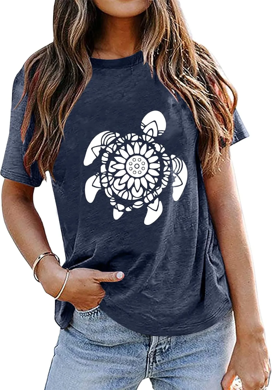 Sea Turtle T-Shirt and Tank for Women Beach Graphic Funny Animal Print Shirt Hawaiian Casual Vacation Top