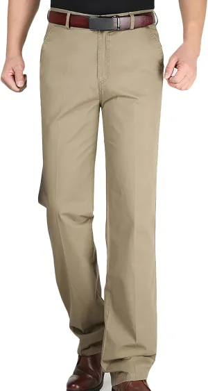 Slim Fit Dress Pants for Men 2023 Fashion Causal Flat Front Solid Straight Legs Regular Fit Buckle Zipper Trouser