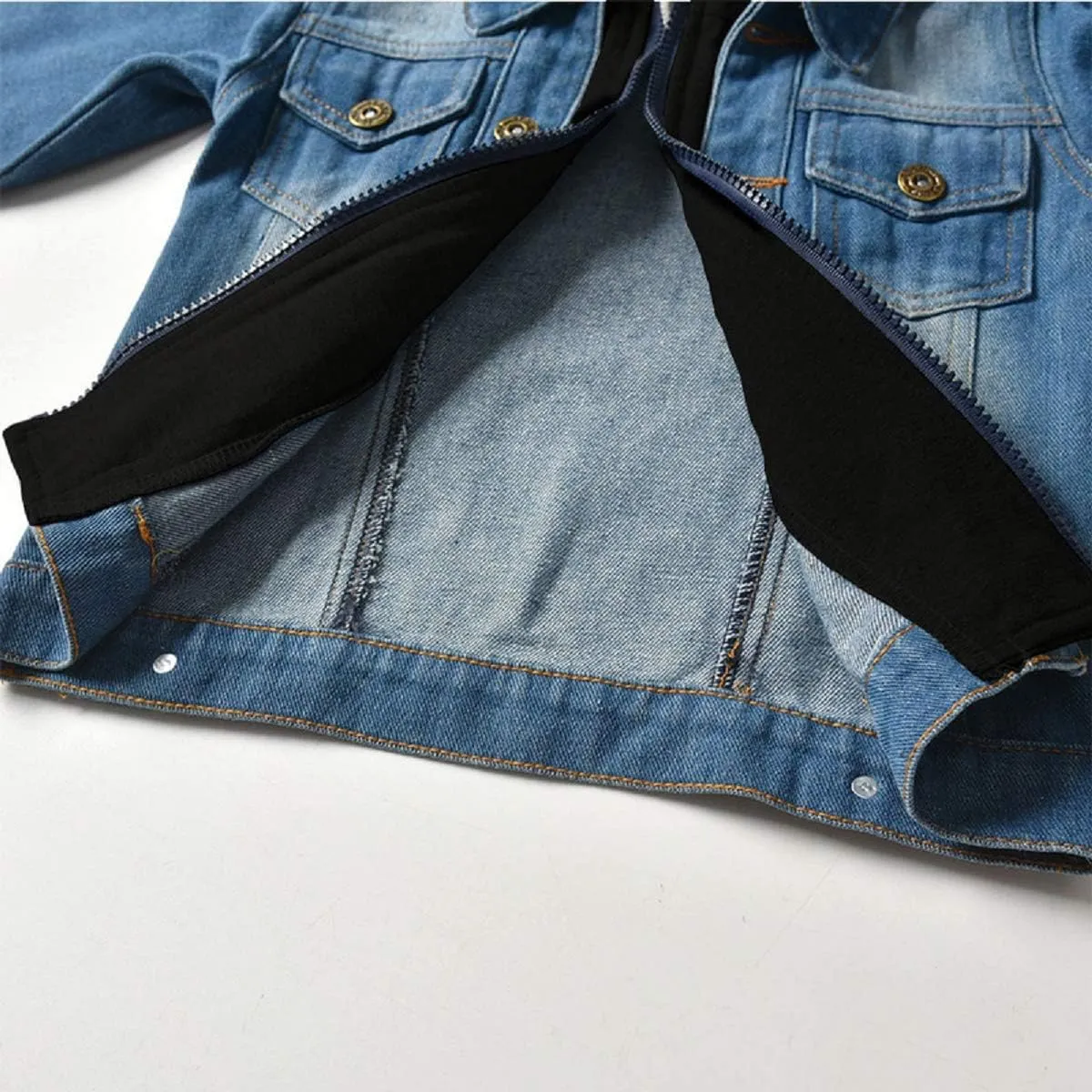 SOFEON Toddler Baby Boy Girls Denim Jacket Button Down Basic Ripped Hoodie Jeans Coat Kid Cowboy Outwear Casual Clothes