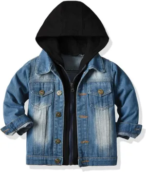 SOFEON Toddler Baby Boy Girls Denim Jacket Button Down Basic Ripped Hoodie Jeans Coat Kid Cowboy Outwear Casual Clothes