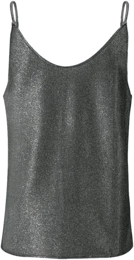 Sparkly Tops for Women Sequined Sling Tanks Top Sexy Off The Shoulder Vest Shirts Shiny Plus Size Loose Camisole Tees