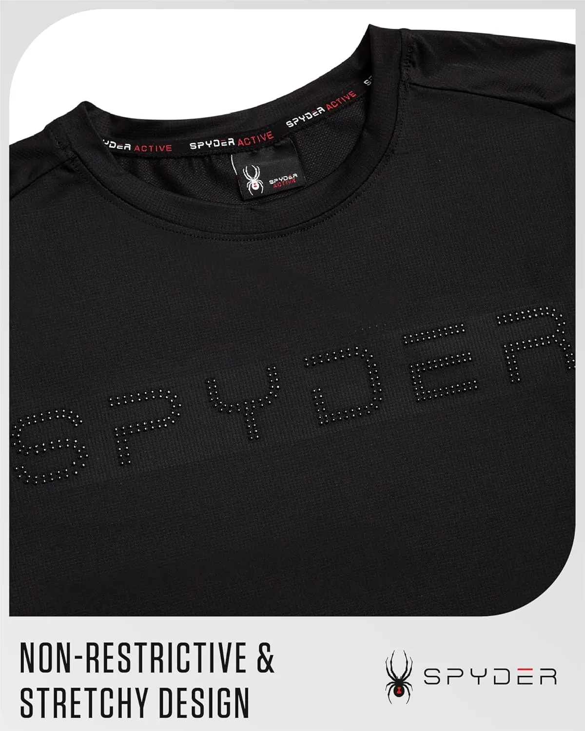 Spyder Men's Workout Shirt - Short Sleeve Quick Dry Moisture Wicking Jacquard Jersey Athletic Shirt (Sizes: S-XL)