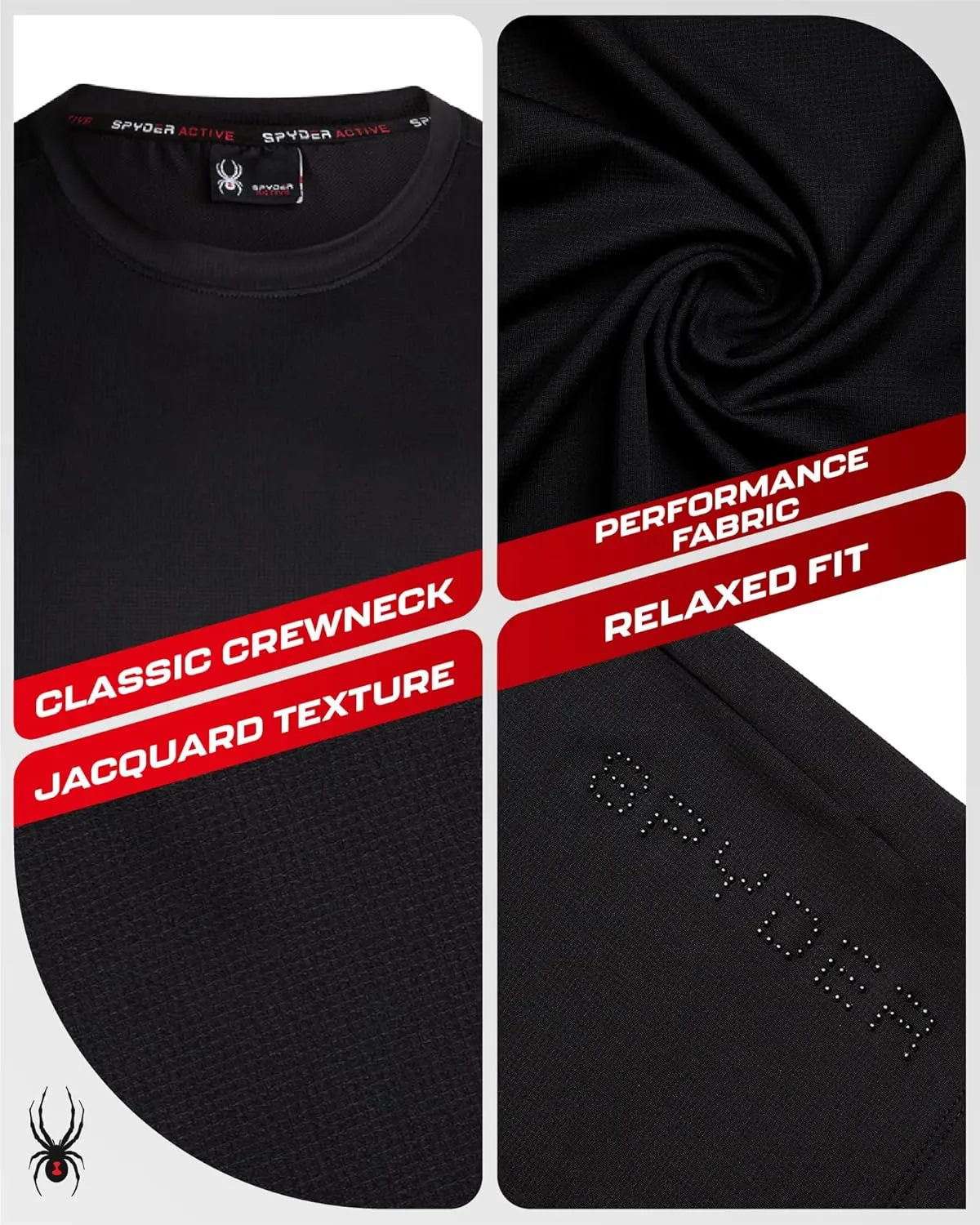Spyder Men's Workout Shirt - Short Sleeve Quick Dry Moisture Wicking Jacquard Jersey Athletic Shirt (Sizes: S-XL)