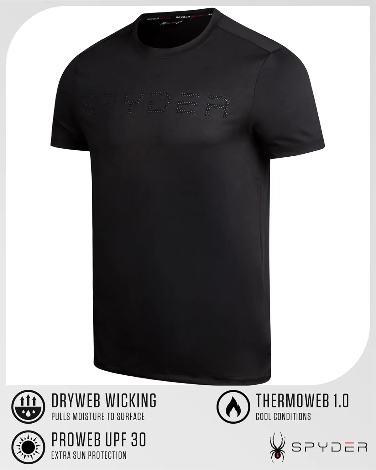 Spyder Men's Workout Shirt - Short Sleeve Quick Dry Moisture Wicking Jacquard Jersey Athletic Shirt (Sizes: S-XL)