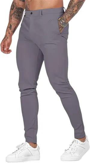 Stretch Dress Pants for Men Slim Fit Fashion Flat Front Slacks Casual 2025 Summer Outdoors Sports Tapered Pants