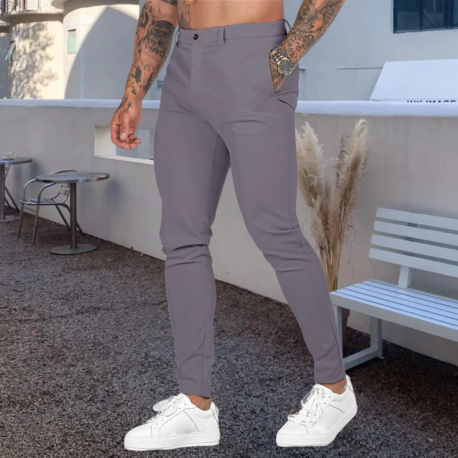 Stretch Dress Pants for Men Slim Fit Fashion Flat Front Slacks Casual 2025 Summer Outdoors Sports Tapered Pants
