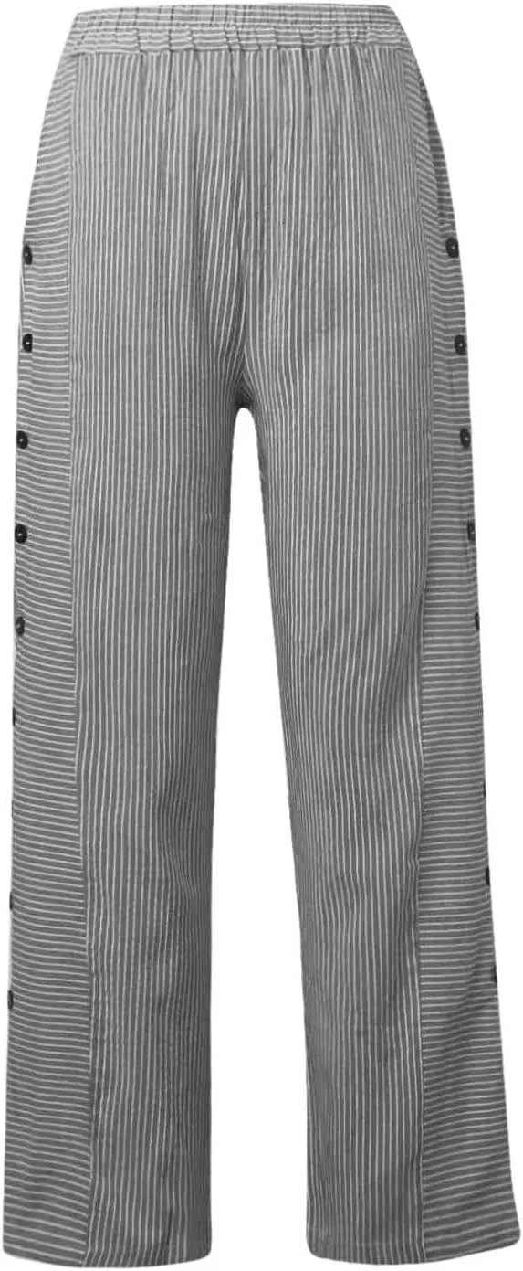 Summer Pants Women, Straight Leg Casual Pants Peasant Linen Elastic Waist Trendy