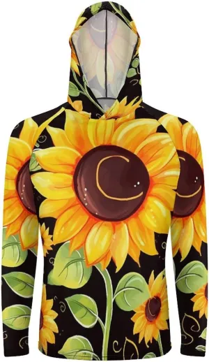 Sun Protection Shirt Long Sleeve Hoodie Cute Sunflower Lightweight Rash Guard Quick Dry Sun Shirt for Outdoor