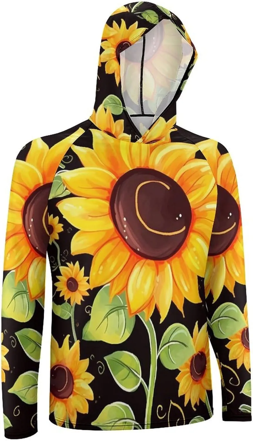 Sun Protection Shirt Long Sleeve Hoodie Cute Sunflower Lightweight Rash Guard Quick Dry Sun Shirt for Outdoor