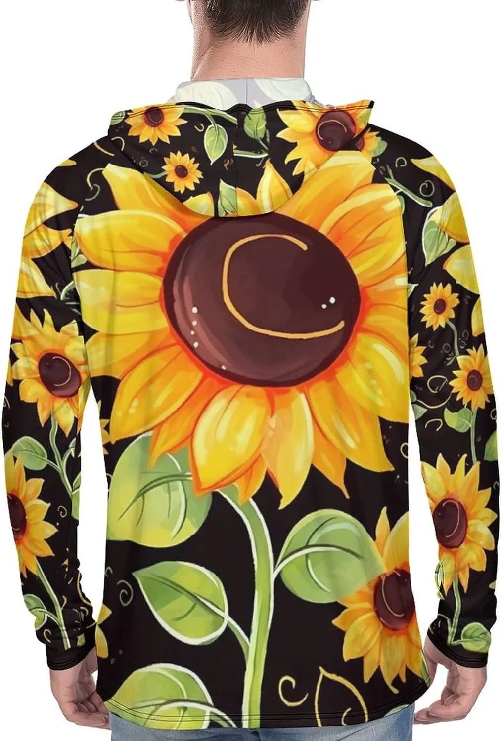 Sun Protection Shirt Long Sleeve Hoodie Cute Sunflower Lightweight Rash Guard Quick Dry Sun Shirt for Outdoor