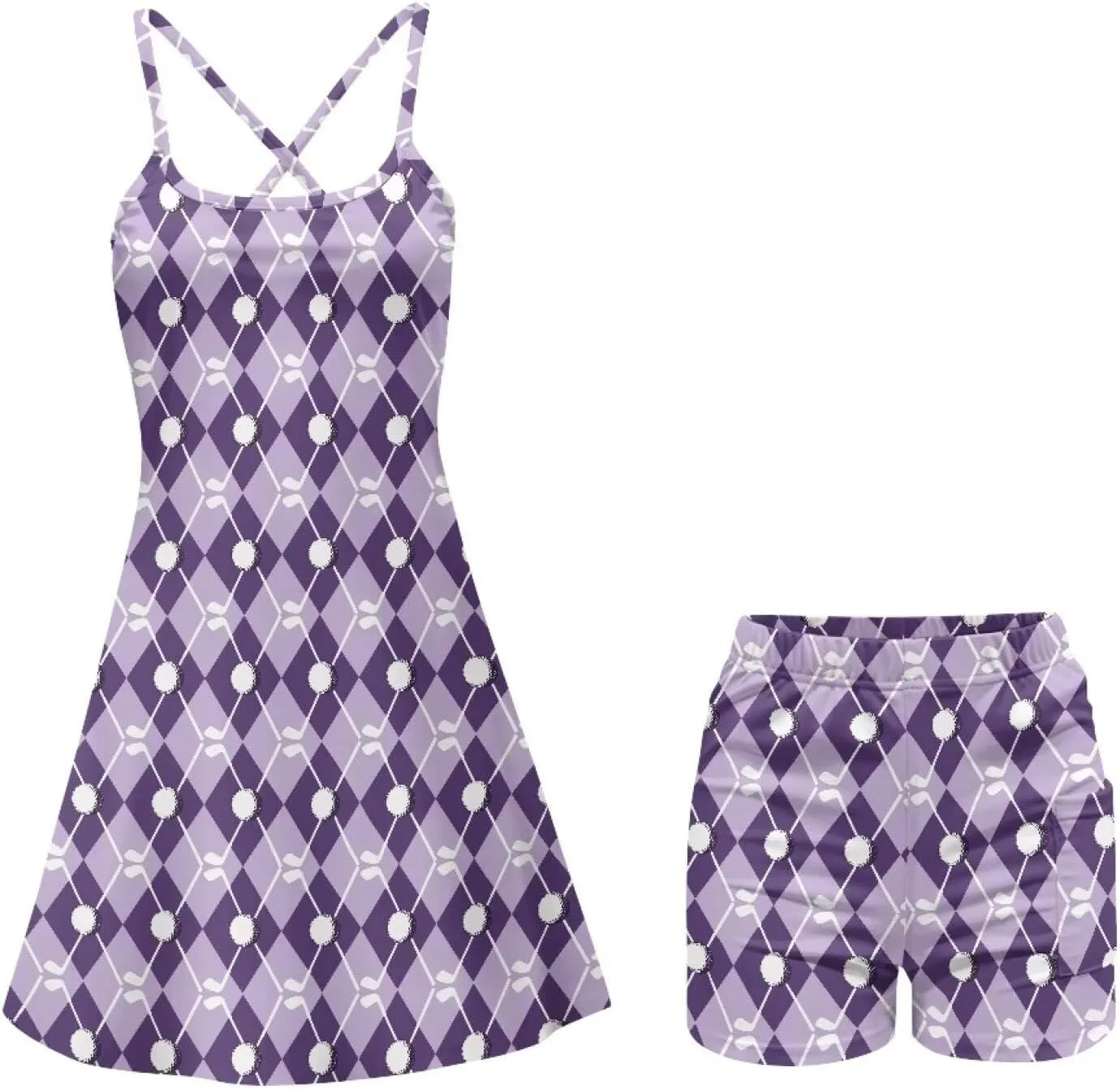 Suspenders Tennis Dresses for Women with Shorts Underneath Workout Dress with Pockets Summer Golf Outfits