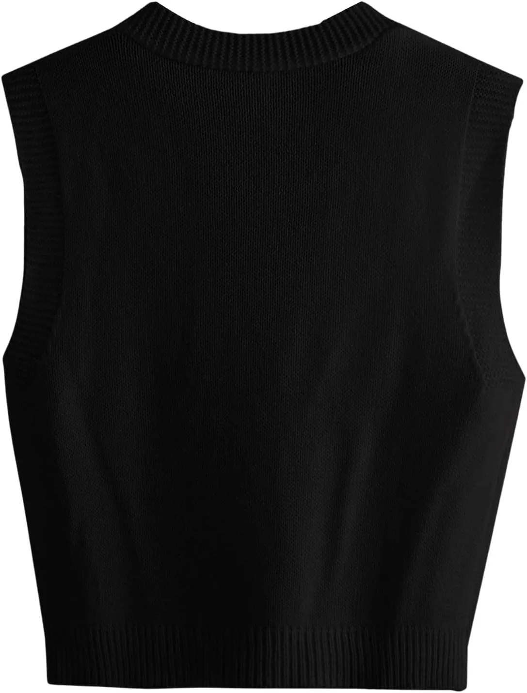 SweatyRocks Women's Basic Sleeveless V Neck Button Front Sweater Vest Knitted Cardigan