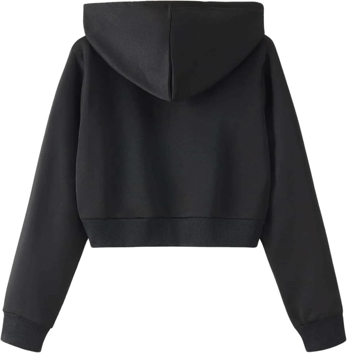 SweatyRocks Women's Long Sleeve Drawstring Full Zip Hooded Jacket Crop Sweatshirt